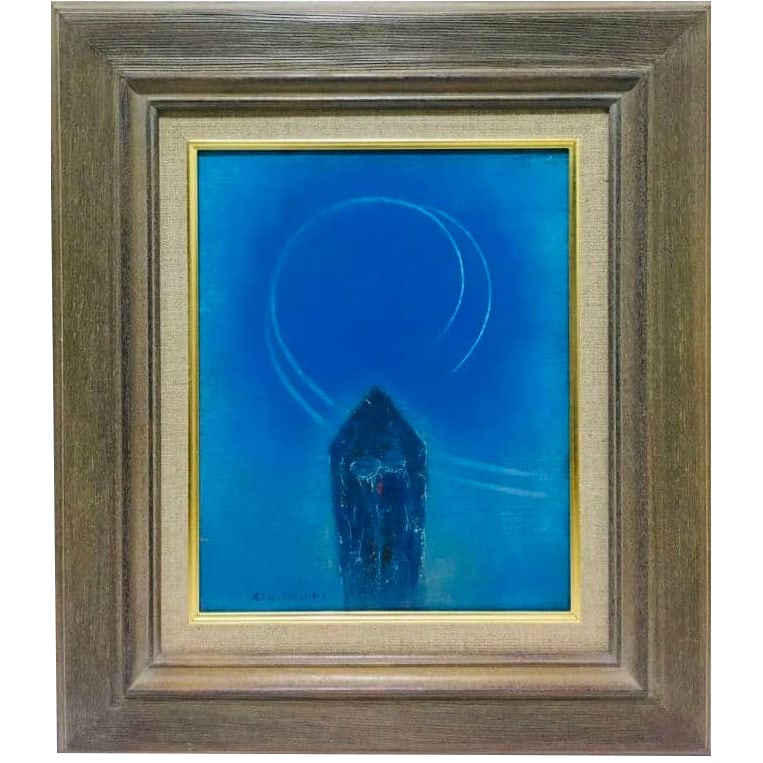 Contrail, Oil Painting, F3 (273×220mm): Title: Contrail - Oil Painting, F3 (273 x 220 mm) Description: This piece may exhibit slight scratches. Age-related wear is present. Please refer to the photographs for details. Biography of Kimio Uch