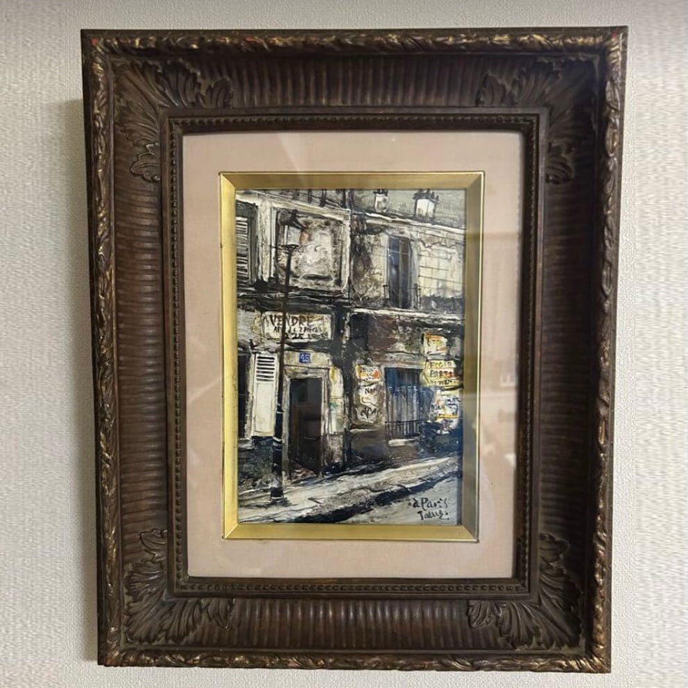 Authentic Work by Tamehiro Tanimoto, Oil Painting [Street Corner in Paris] SM Size: Title: After graduating from Kansai Gakuin University in 1951, he dedicated himself to painting, co-founding an art group with 20 other leading artists from the Kansai region. He served as an advisor
