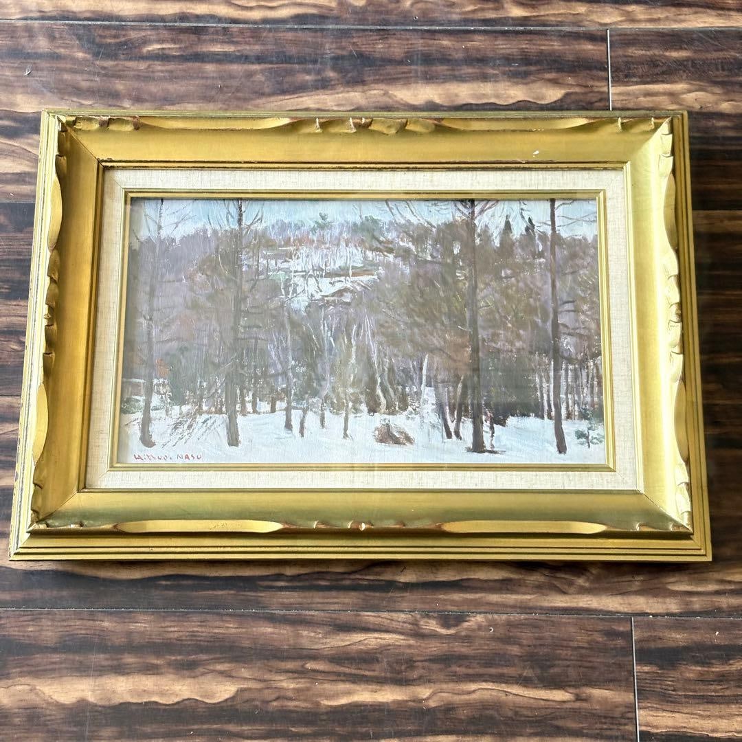 Nasu Hitouo, "By Lake Nojiri, Shinshu," Oil on Canvas, M6: Nasu Hitou "By the Shores of Lake Nojiri, Shinshu" Oil on Canvas, M6, Le Salon Member, Unframed Please review photographs for details before making a decision. Note that due to lighting conditions, th