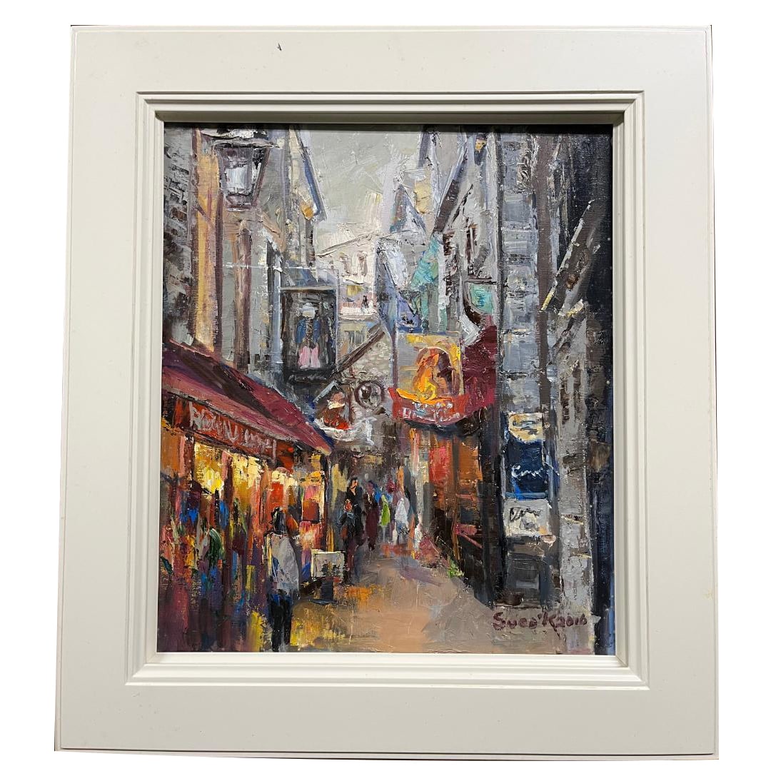 Oil Painting, Landscape, Size F10, "Italian Landscape - A": Oil Painting - Landscape F10 "Italian Landscape - A" A vibrant oil painting depicting an Italian street scene by the master of serene landscapes, Sueo Kubota. Perfect for adorning restaurants, cafes,