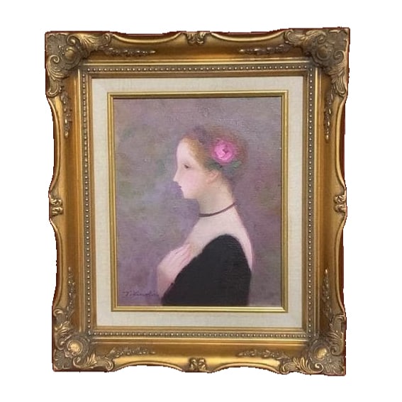 This is a work by the esteemed artist Tomoko Kuroki, renowned for her contributions to the Shinseiki: This exquisite painting on canvas is by the esteemed artist Tomoko Kuroki, known for her contributions to the Shinseiki Art Association. Dimensions: - Frame: Height 415 mm, Width 365 mm, Depth 68 mm -