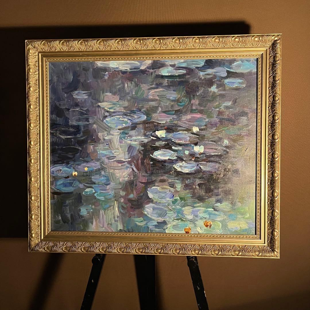 Hand-Painted Oil Painting: Claude Monet's "Water Lily Pond" - Framed Artwork, Interior Oil Painting: Hand-Painted Oil Painting: Claude Monet's "Water Lily Pond" Framed Artwork for Interior Display Please note that as this is an exhibition piece, there may be instances of paint peeling or scratches. K