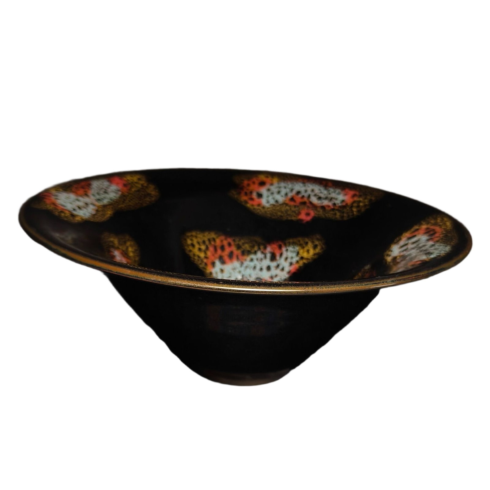 Black-glazed kiln-transformed douli hat bowl: Black-glazed kiln transformed hat-shaped bowl, top quality, well-shaped, flawless, excellent collectible, diameter 19 cm, height 7 cm. Freight: 1.International Freight: Foreign shipping charges are de