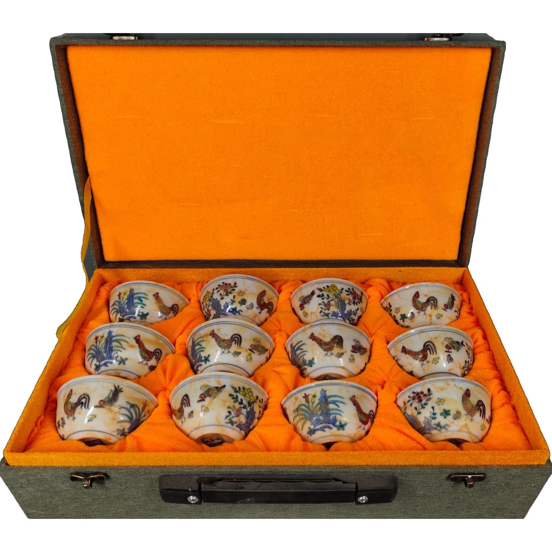 Ming Chenghua Doucai Chicken Cup: Collectible set of Ming Dynasty Chenghua period thin porcelain Doucai chicken cups with the twelve zodiac signs. Freight: 1.International Freight: Foreign shipping charges are determined by destinatio