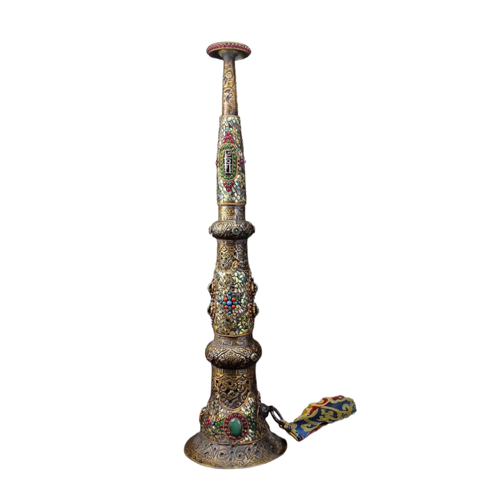 Copper Filigree Inlaid Turquoise Dzi Bead: This pure handmade purple copper inlaid with turquoise gemstone prayer bead originates from the Tibetan region of China, showcasing exquisite craftsmanship. The unique design of the prayer bead combin