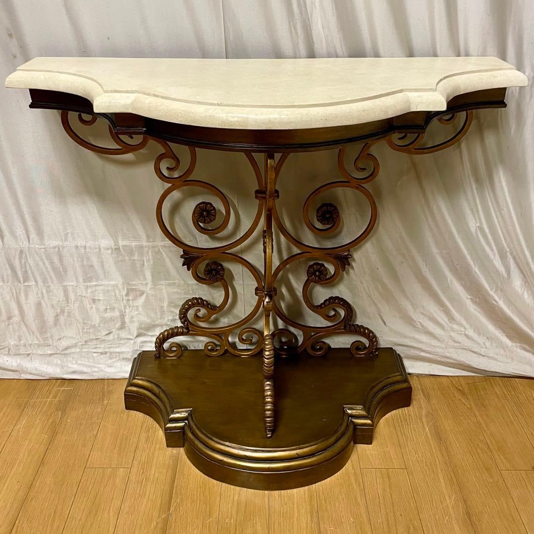 " Handcrafted" Natural Stone and Iron Console: " Handcrafted" Natural Stone and Iron Console This magnificent console, combining white natural stone and ironwork, evokes the ambiance of a tropical resort and is a handcrafted piece from the Philipp