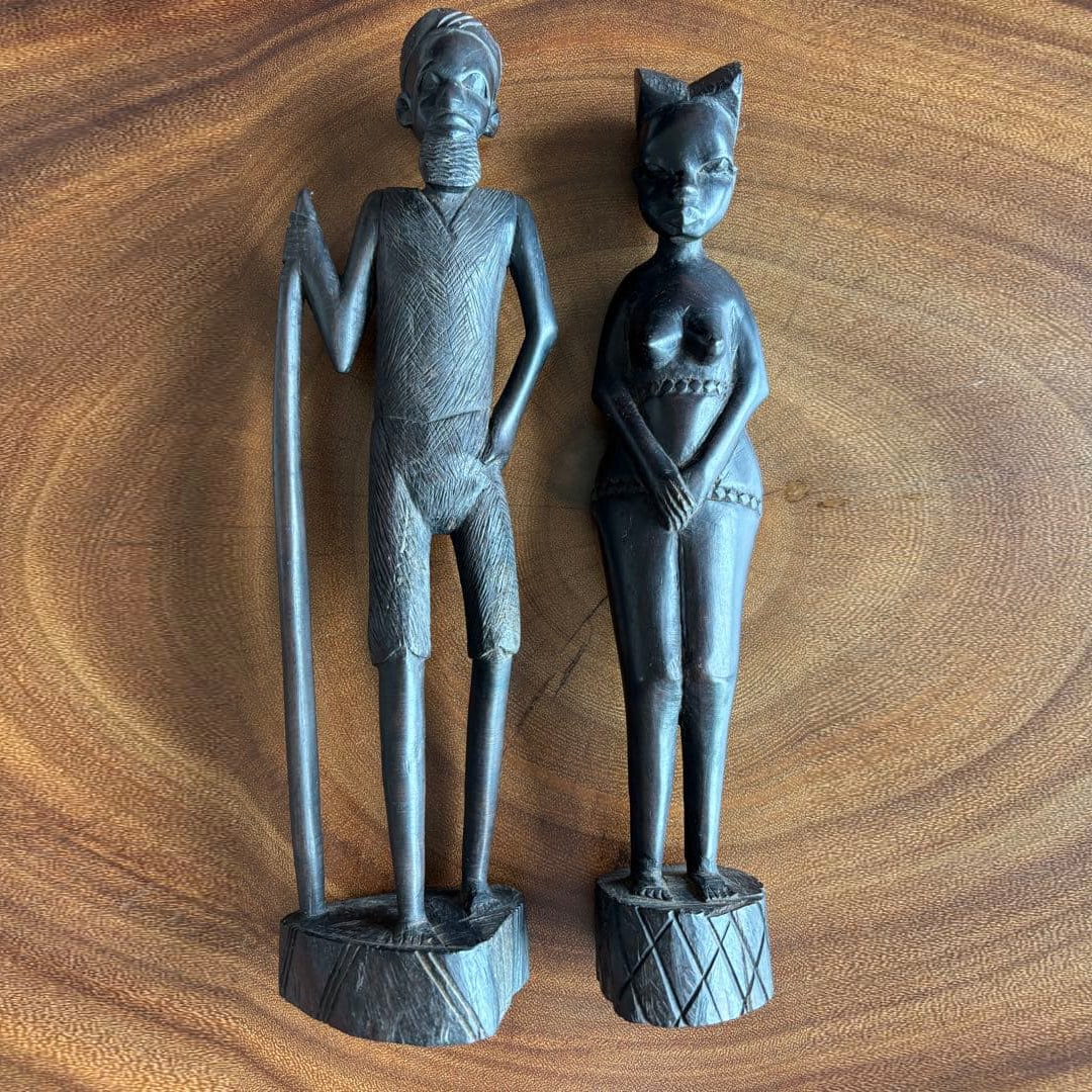 Rare Antique Tanzanian African Art Wood Carving: Male and Female Figures (1 of 6)