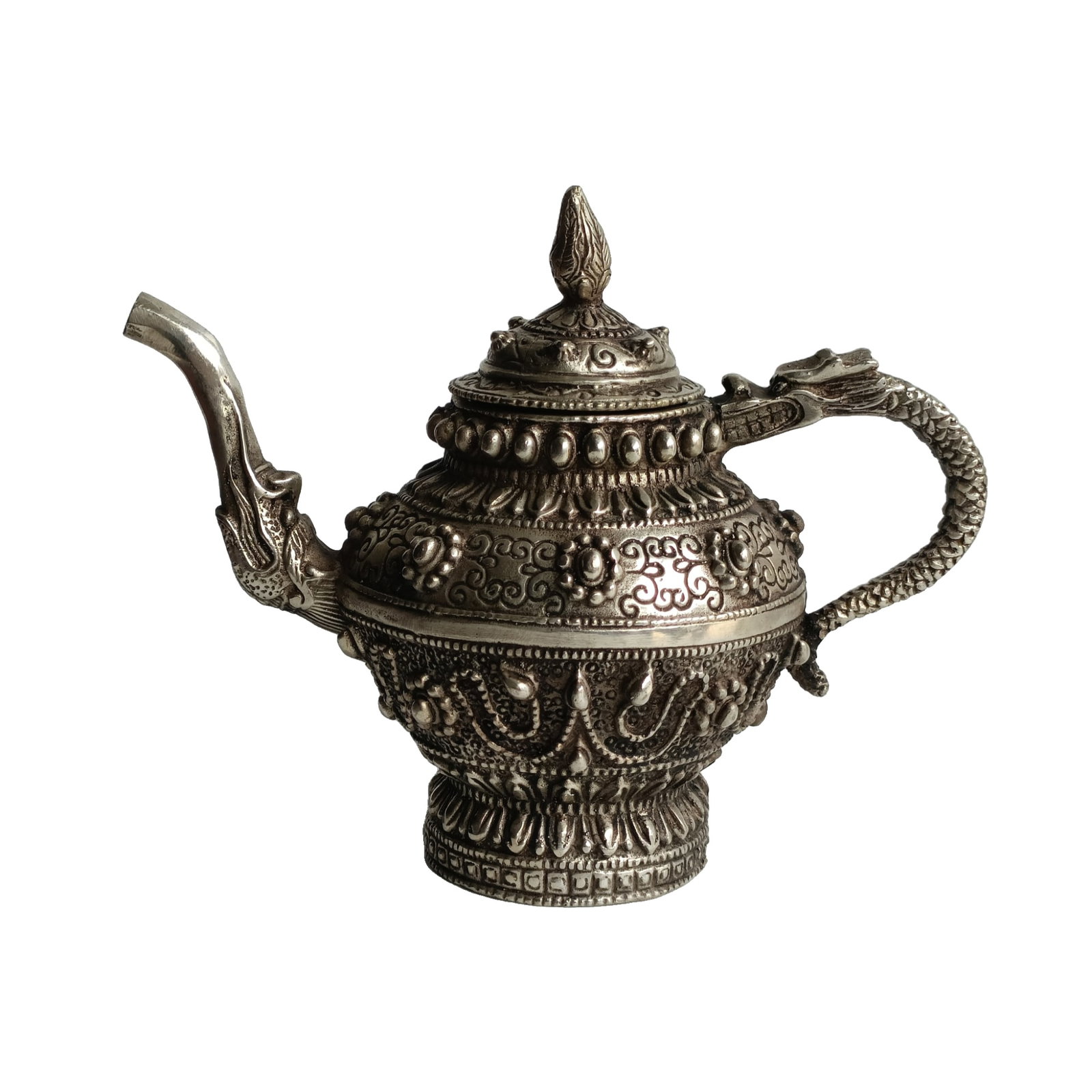 Old Silver Engraved Dragon Pot (1 of 10)