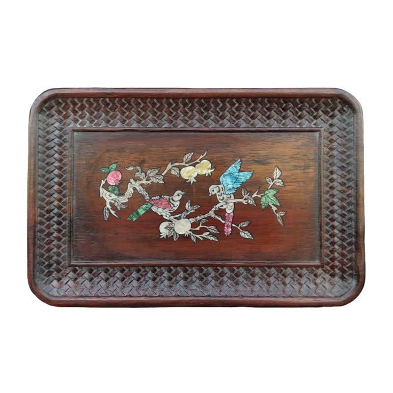 Rosewood Inlaid Shell Tea Tray (1 of 10)