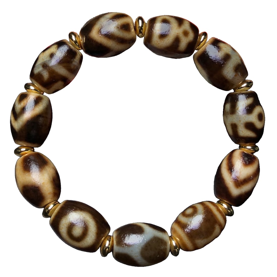 Old Material High Oil Patina Dzi Bead Bracelet (1 of 10)