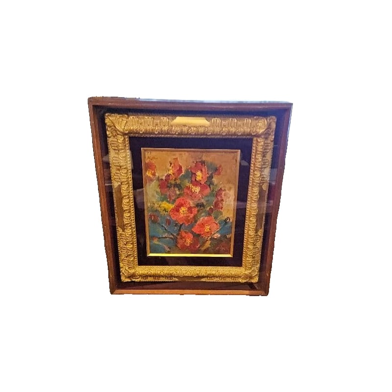 Kiryu Teruko, "Poppy," Master Female Artist, Nitten Councilor: Kiryu Teruko, "Poppy" A Masterpiece by a Female Master, Nitten Councilor, Showa Exhibition Excellence Award, Luxurious Frame, Exceptional Piece This vividly colored oil painting is the work of Kiryu T