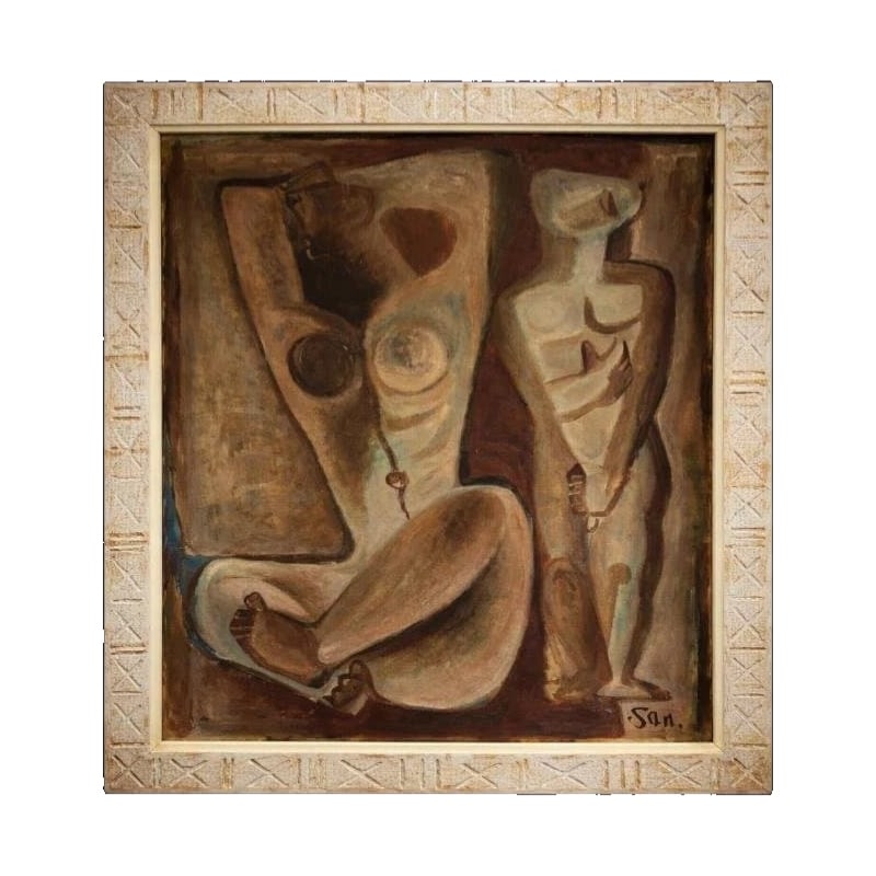 Takenaka Sabur, "Double Pose," oil on canvas, large-scale nude painting, exhibited at the Kansai: Takena Sabur "Double Pose" Oil Painting Large-Scale Nude Painting Kansai Comprehensive Exhibition Entry Product Description An oil painting by Takena Sabur? titled "Double Pose." This artwork features