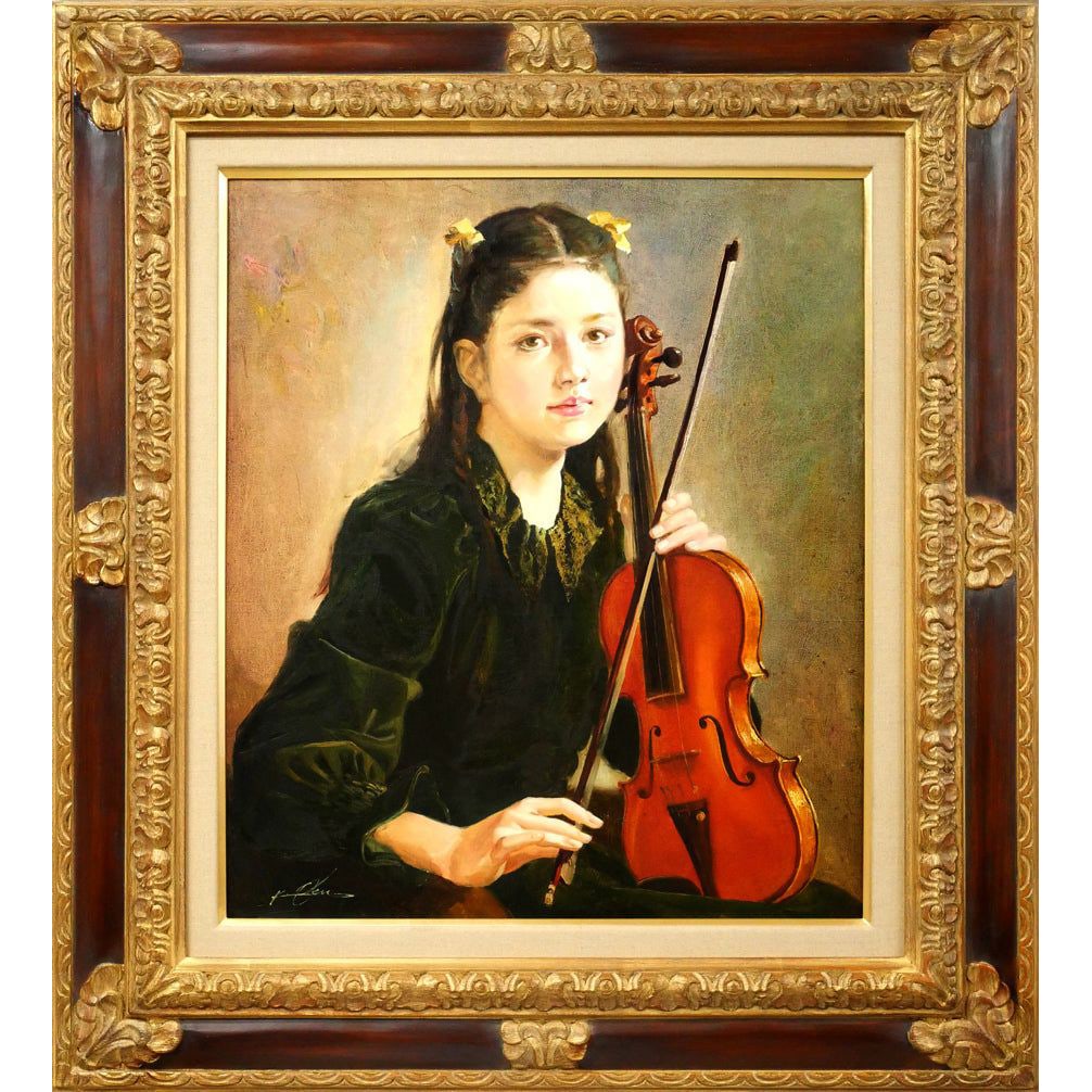 Oku Ry?nosuke "Baiorin no Sh?jo" Oil Painting, F10 Size (1 of 9)