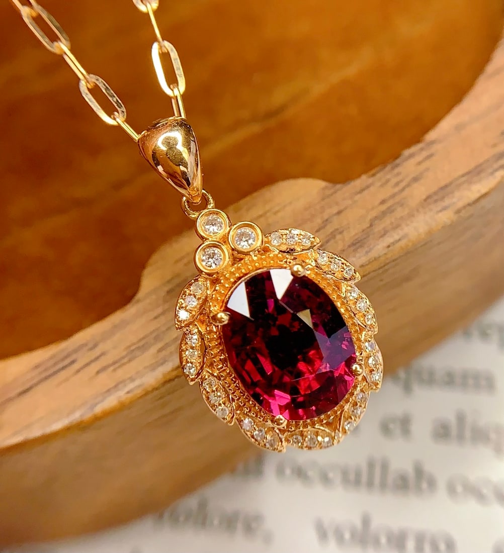 18K Gold Natural Tourmaline Pendant (1 of 5)
