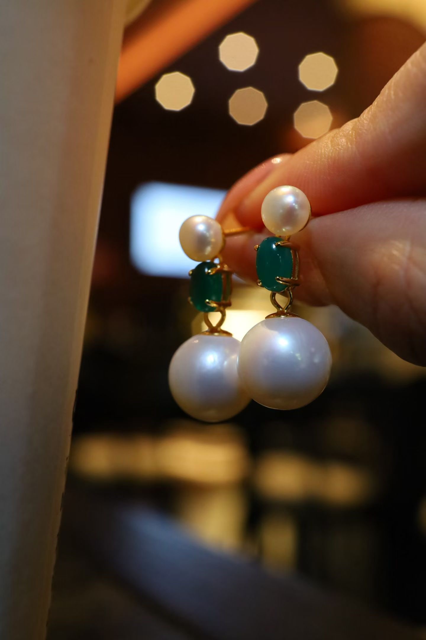Pearl Earrings: These pearl earrings stand out with their minimalist and stylish design. Featuring approximately 11mm pearls, they exhibit a natural cool white luster and perfect round shape, with an almost flawless 