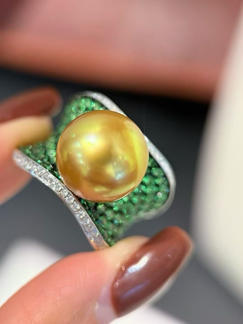 925 Sterling Silver Natural Rich Gold Pearl Ring (1 of 5)