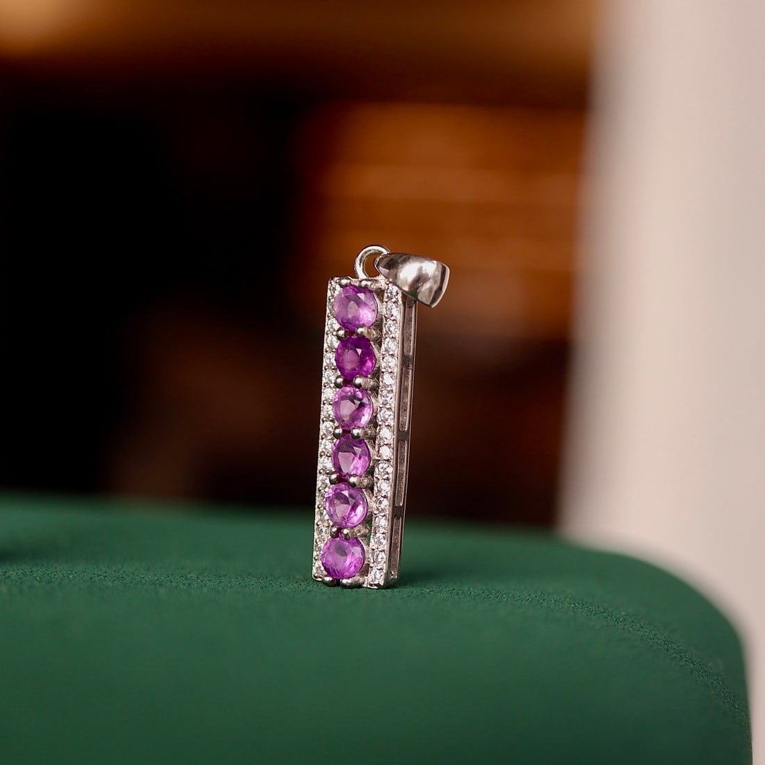 S925 Silver Natural Amethyst Pendant (1 of 6)