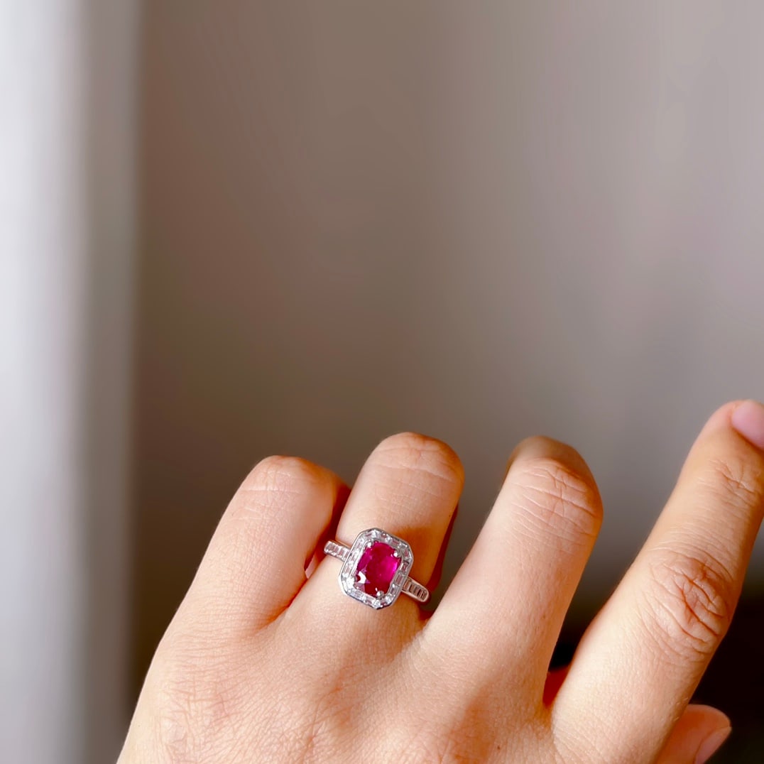 Sterling silver natural ruby ??ring - 9