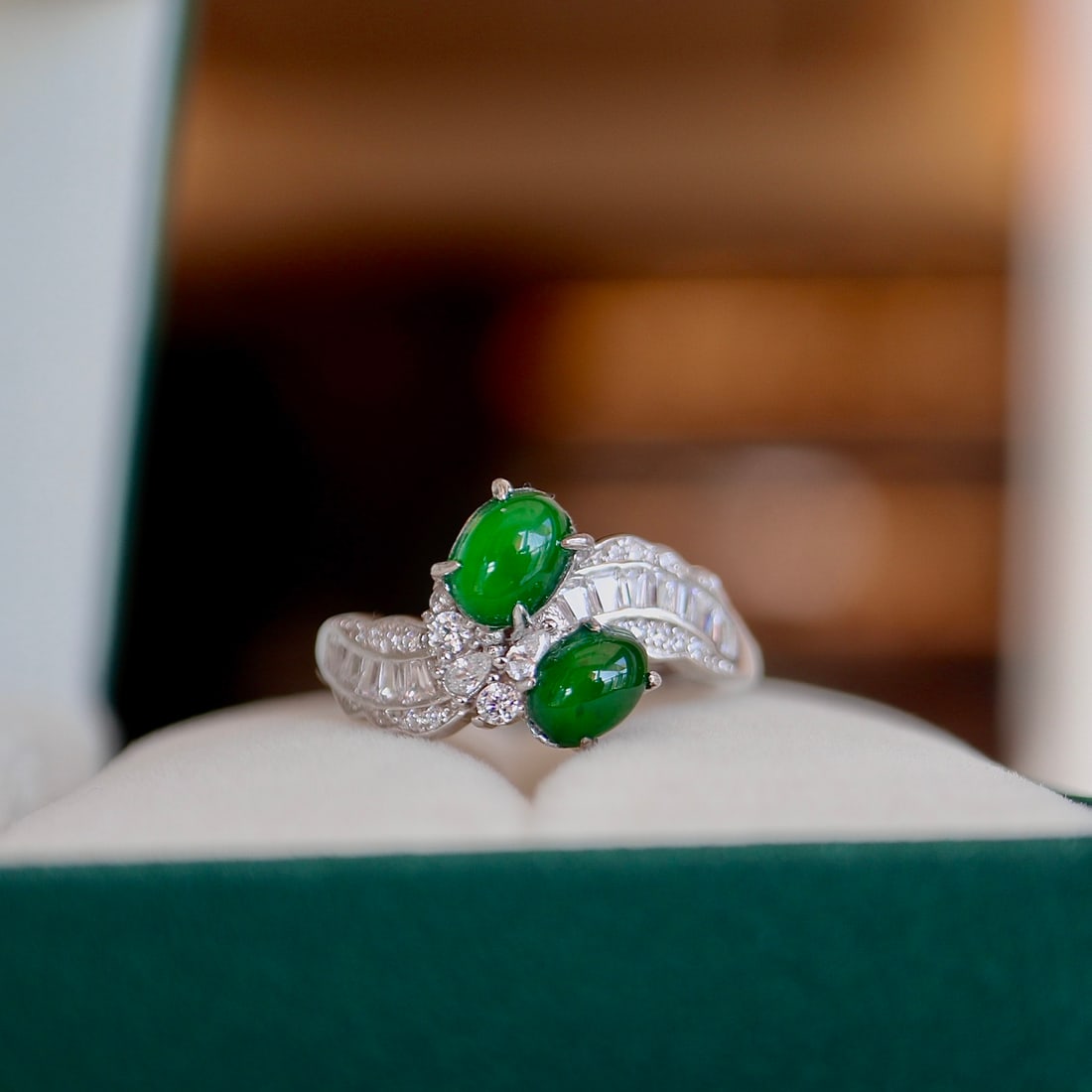 S925 Sterling Silver Natural Jadeite Ring (1 of 8)