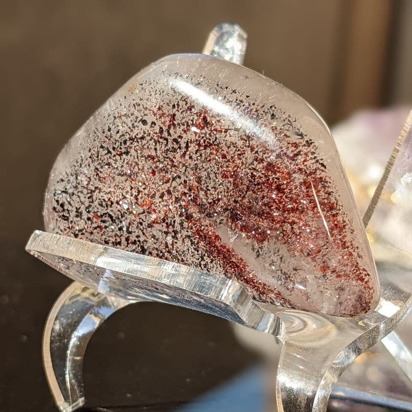 Polished Fire Quartz Crystal Specimen: Rare Fire Quartz Polished Specimen (Origin: Madagascar) Dimensions (approx.): 51 mm x 29 mm x 19 mm Weight (approx.): 42 grams Polished Surface It is smoother than it appears. Please note, this