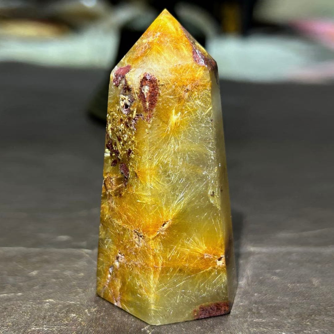 Golden Flower Garden Rutile Quartz Hexagonal Prism Royal Treasure (1 of 13)
