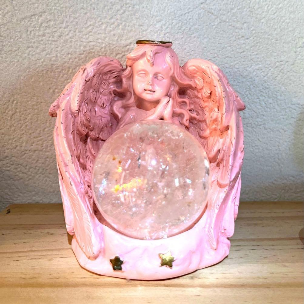 Natural Stone Aztec Spherical Angel Ornament: Natural Stone Aztec Stone Spherical Angel Ornament Aztec Stone Sphere: 51.3 mm Pink Angel with Base The item will be packaged with cushioning materials and shipped in a box. Freight: 1.International