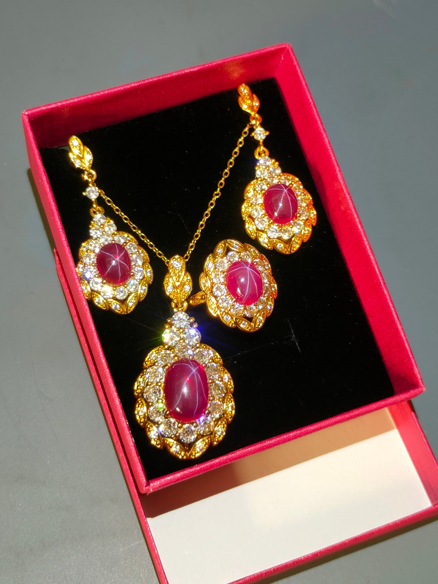 Silver Gilt Diamond Jewelry Set - 2