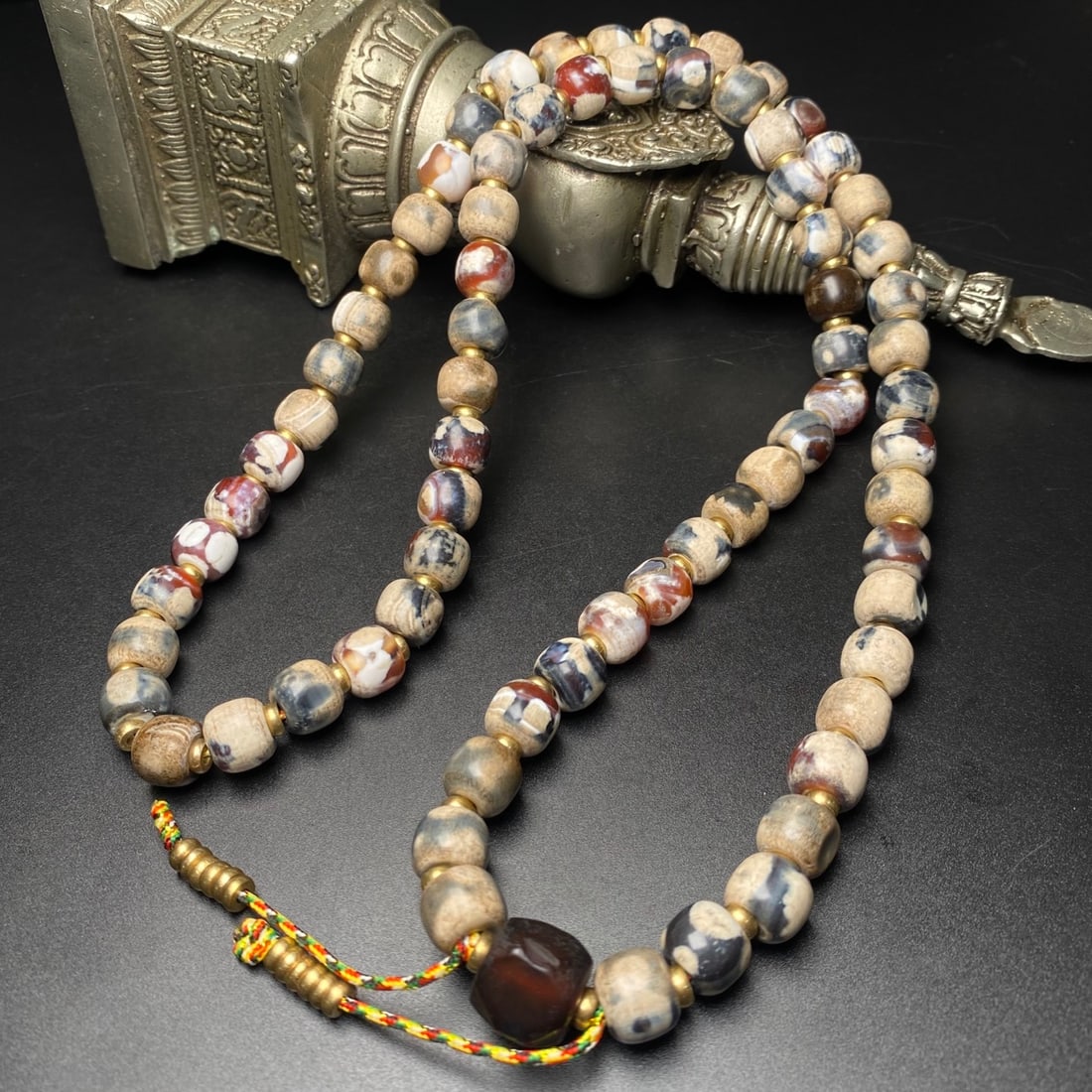 Old agate Buddhist bead necklace (1 of 9)