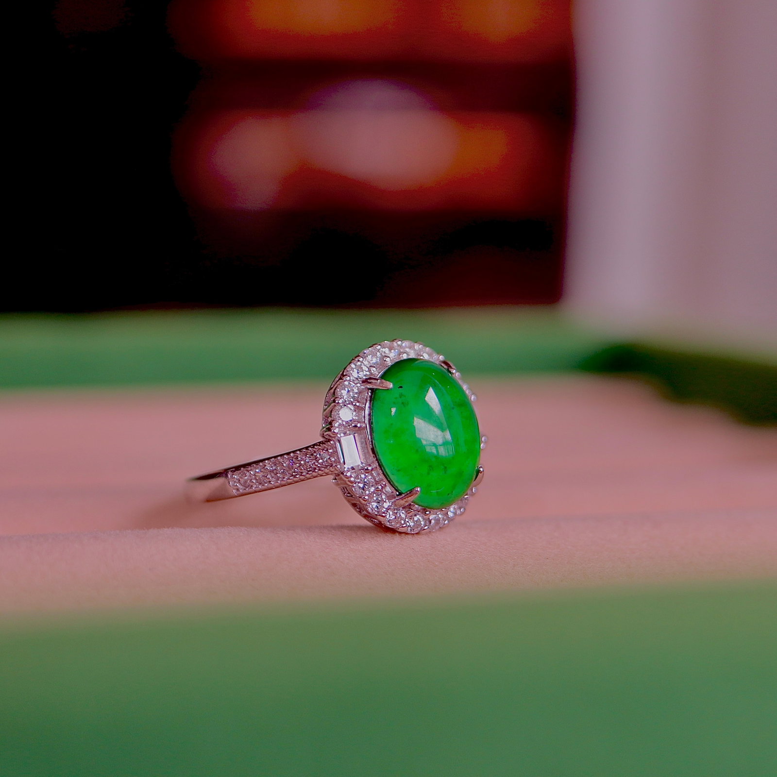 S925 Silver Natural jadeitem Type Ring - 2