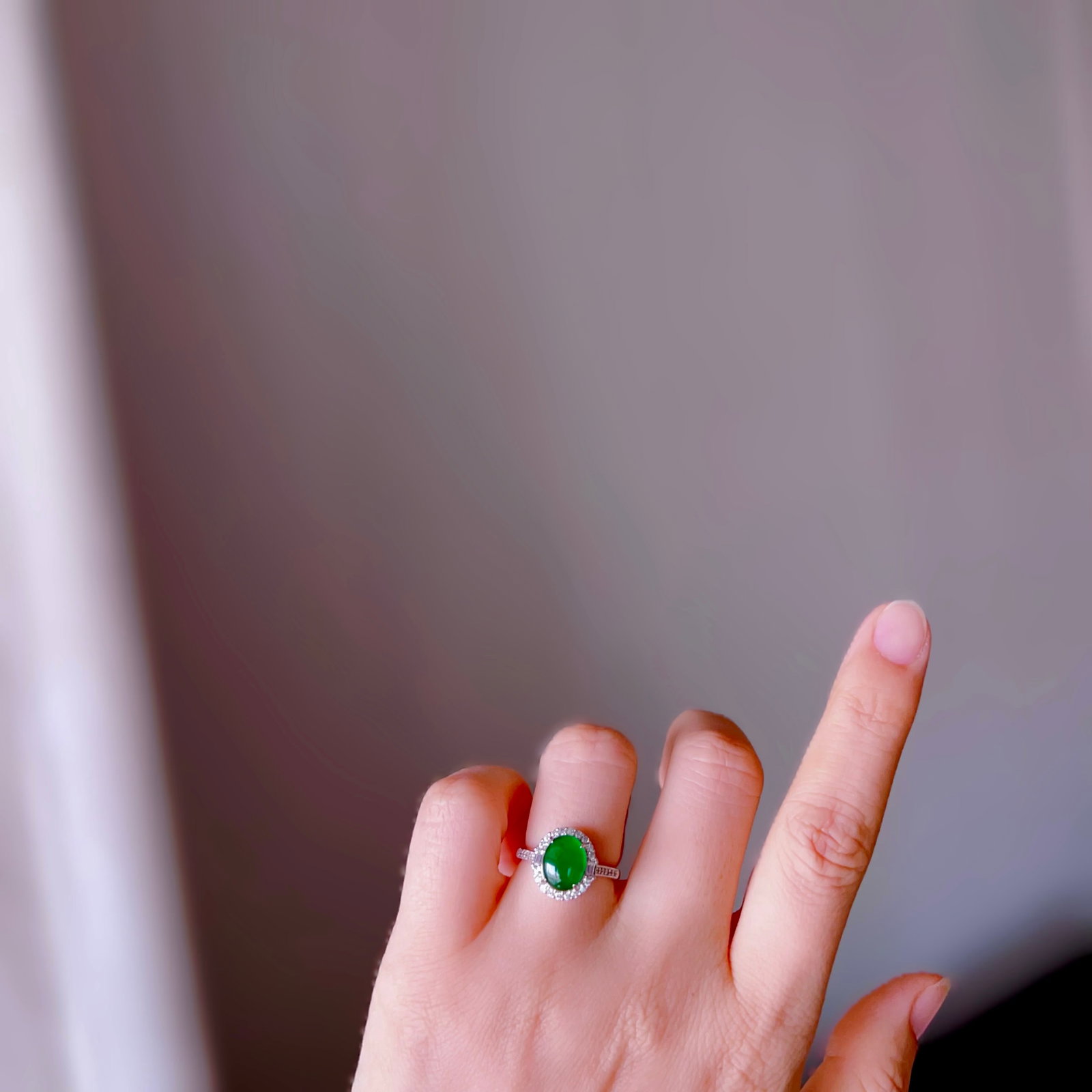 S925 Silver Natural jadeitem Type Ring - 9