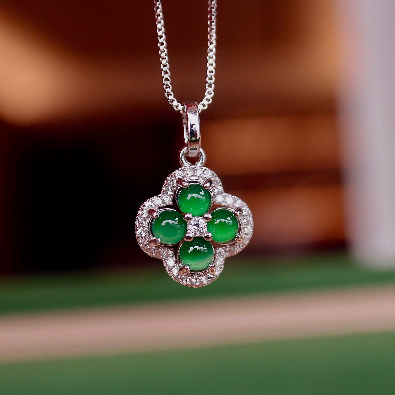 Natural Jadeite Clover Pendant (1 of 8)