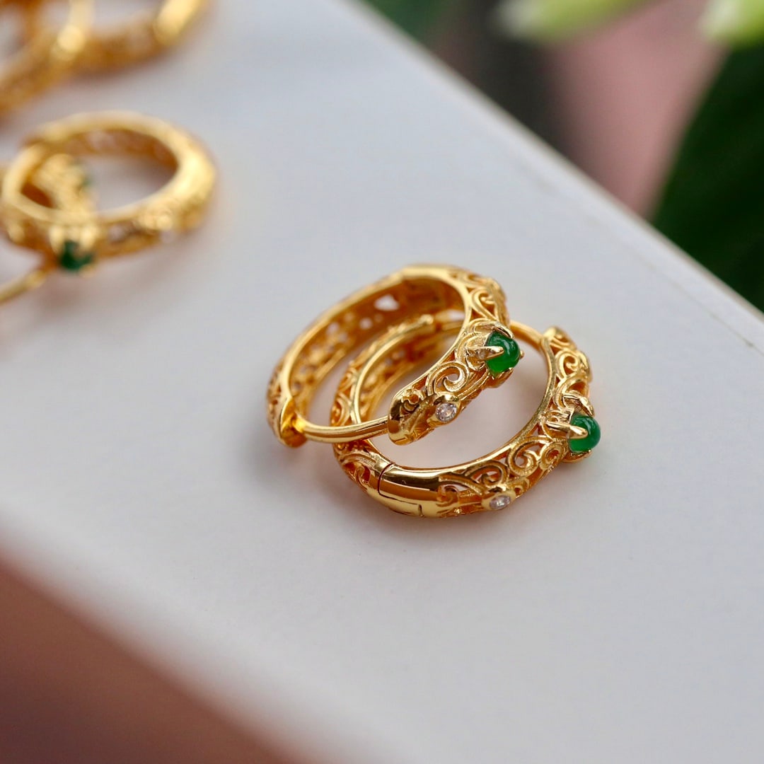 Natural Jadeite Ear Clips - 2