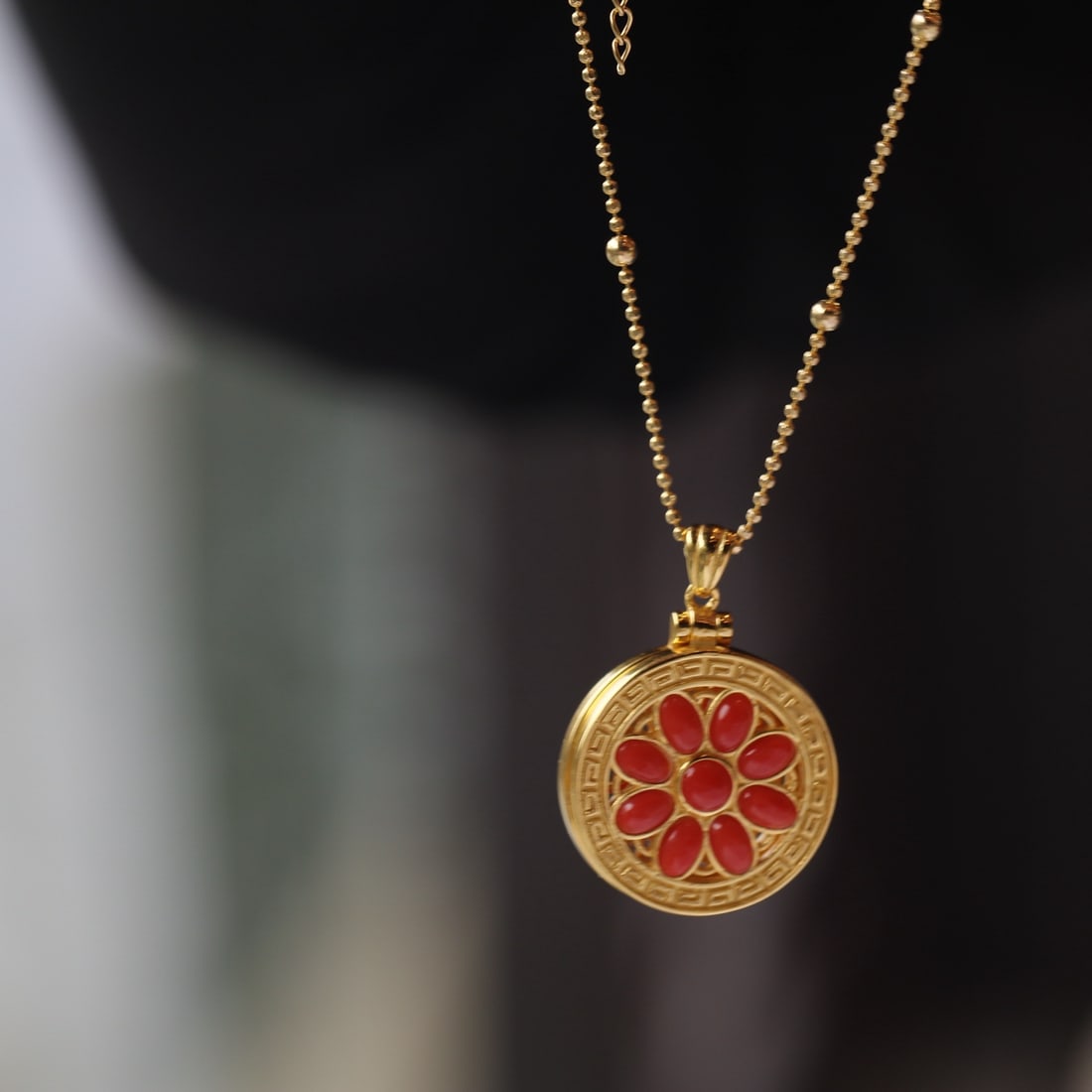 S925 Silver Natural Red Coral Pendant (1 of 3)