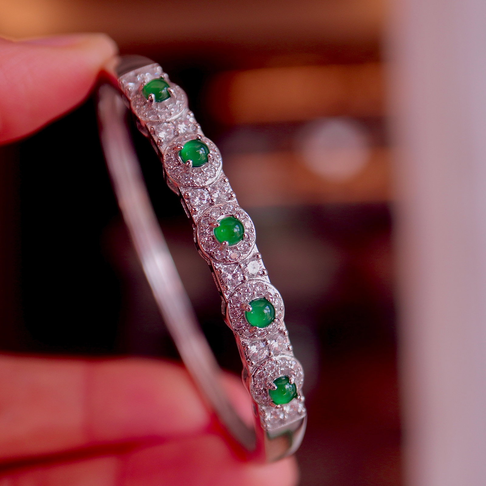 Natural jadeite bangle - 6