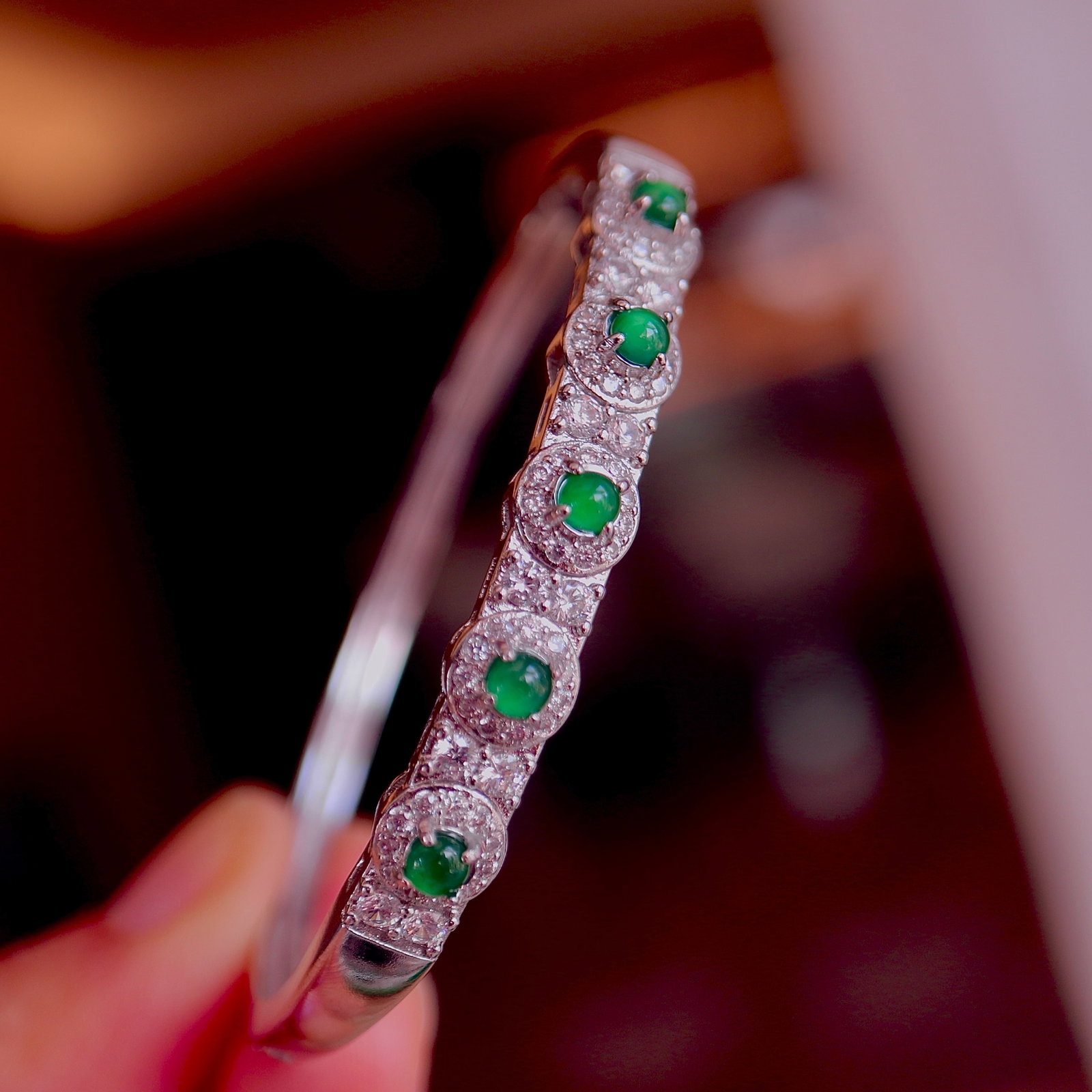 Natural jadeite bangle - 7
