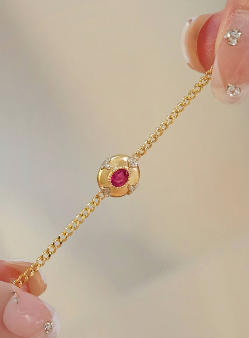 18K Gold Ruby Bracelet - 3