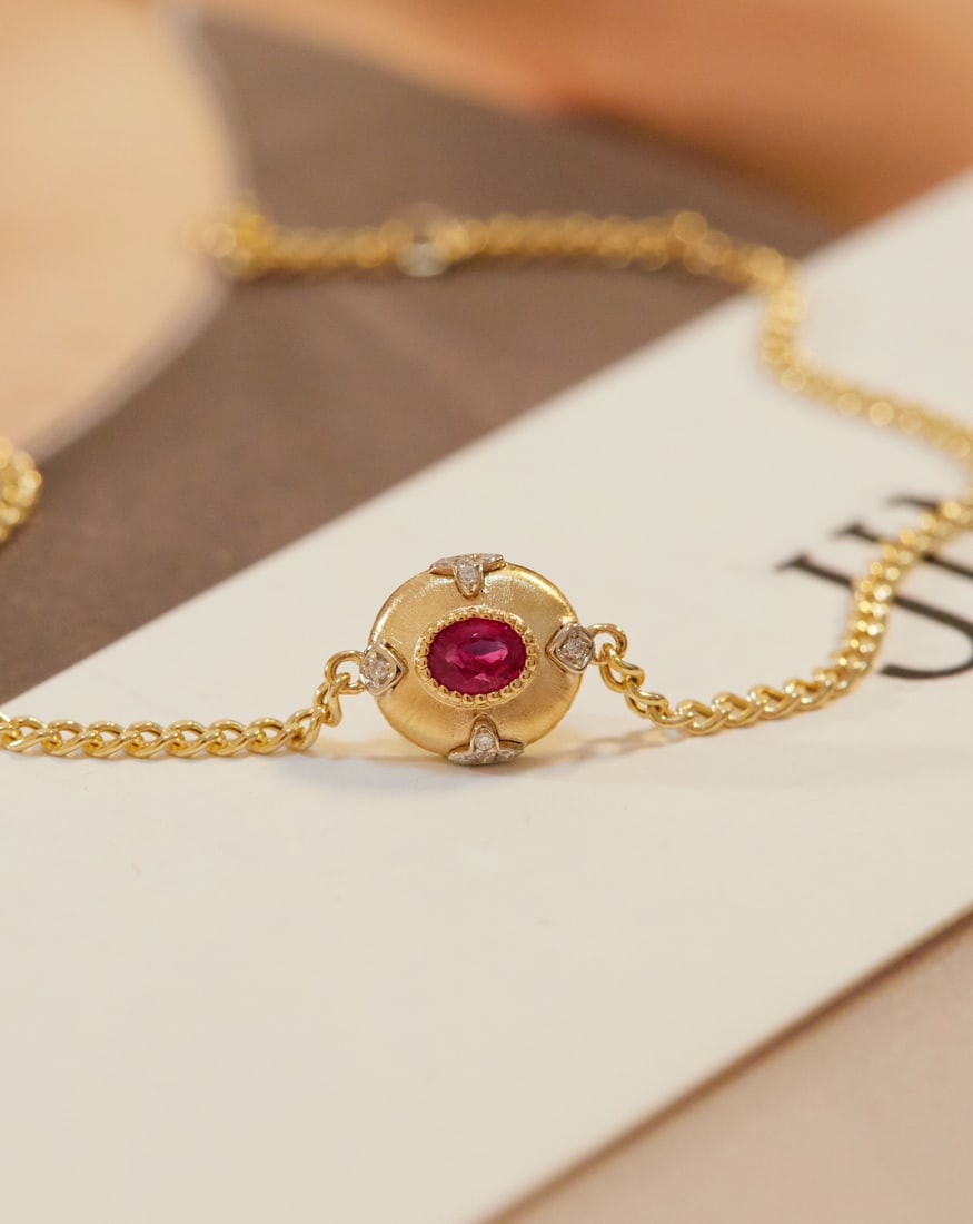 18K Gold Ruby Bracelet - 5