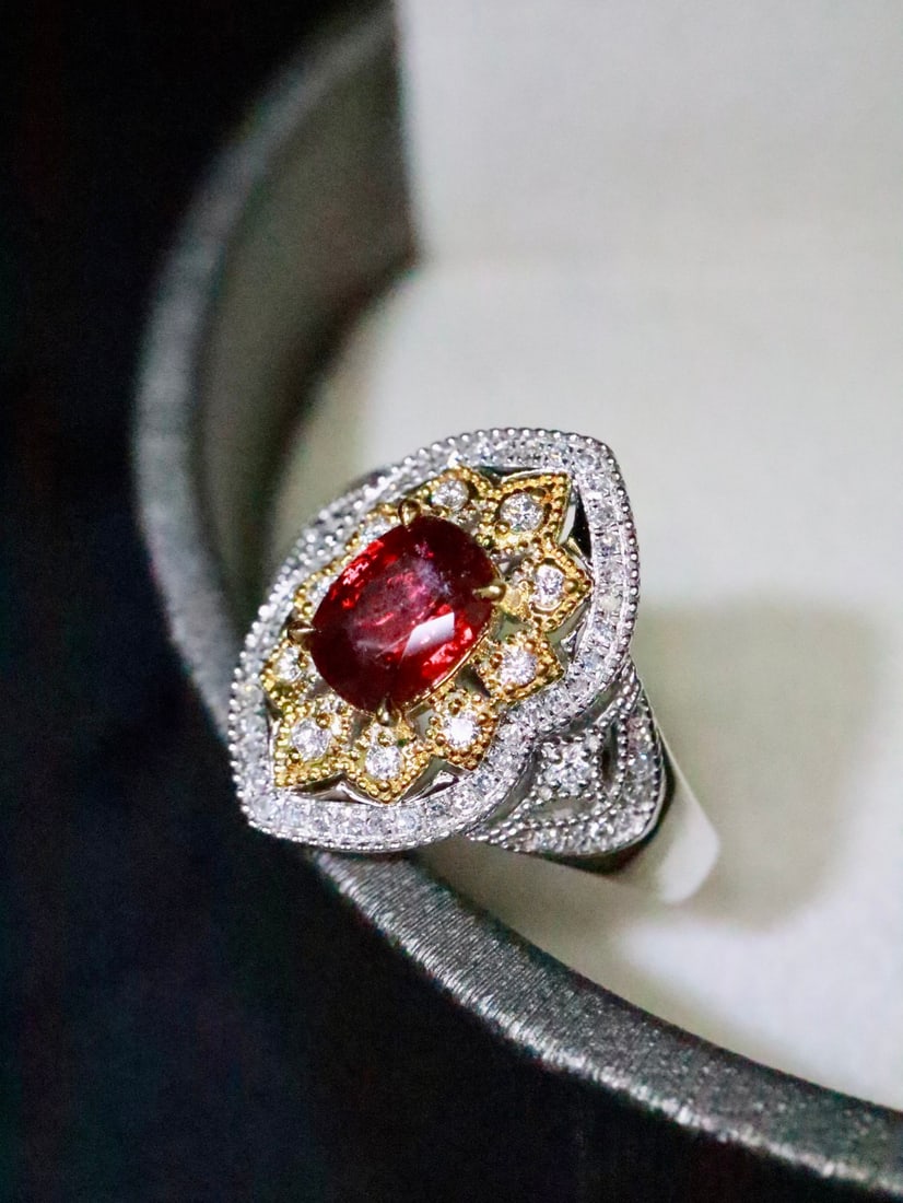 Platinum Natural Unheated Ruby Ring - 2