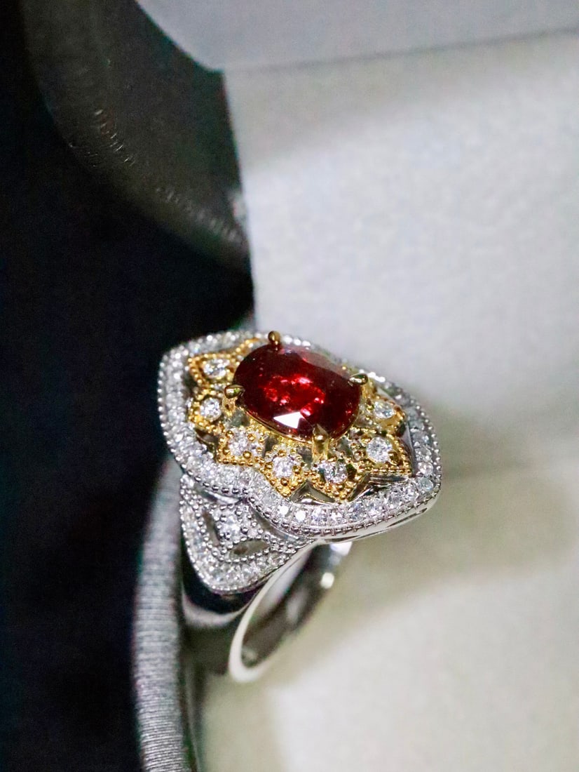 Platinum Natural Unheated Ruby Ring - 3