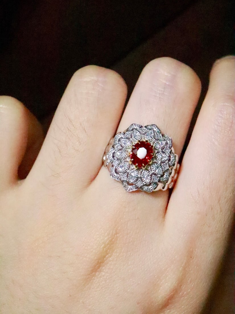 Platinum Unheated Ruby Ring - 5