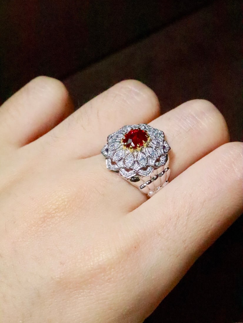 Platinum Unheated Ruby Ring - 6