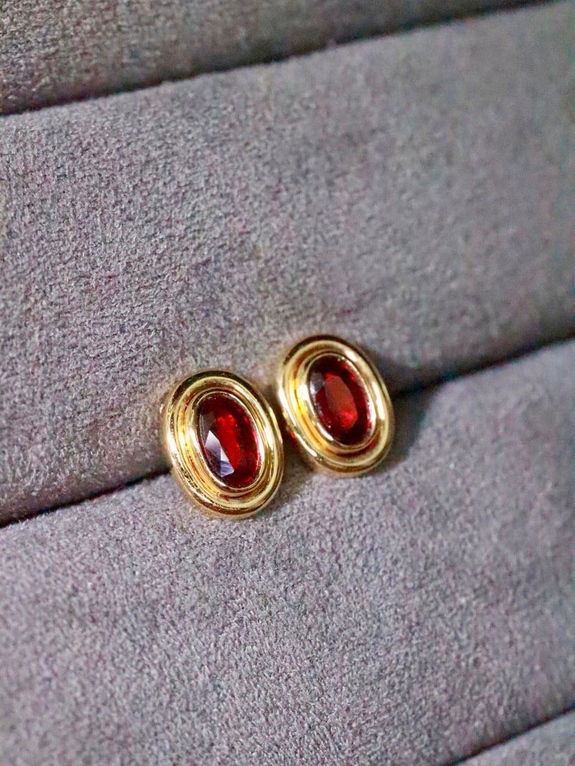 18K Gold Ruby Earrings - 4