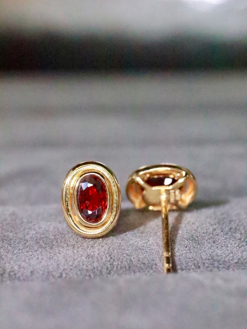 18K Gold Ruby Earrings - 5