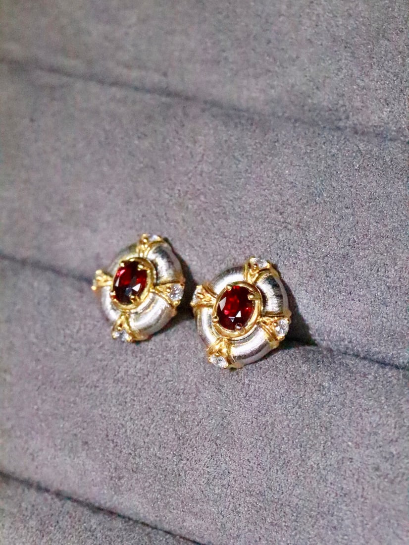 Platinum Natural Ruby Earrings - 4
