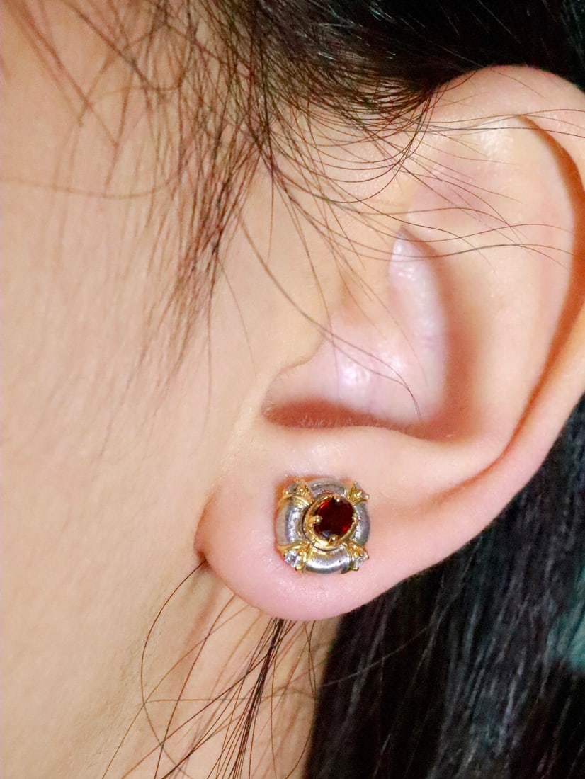 Platinum Natural Ruby Earrings - 5