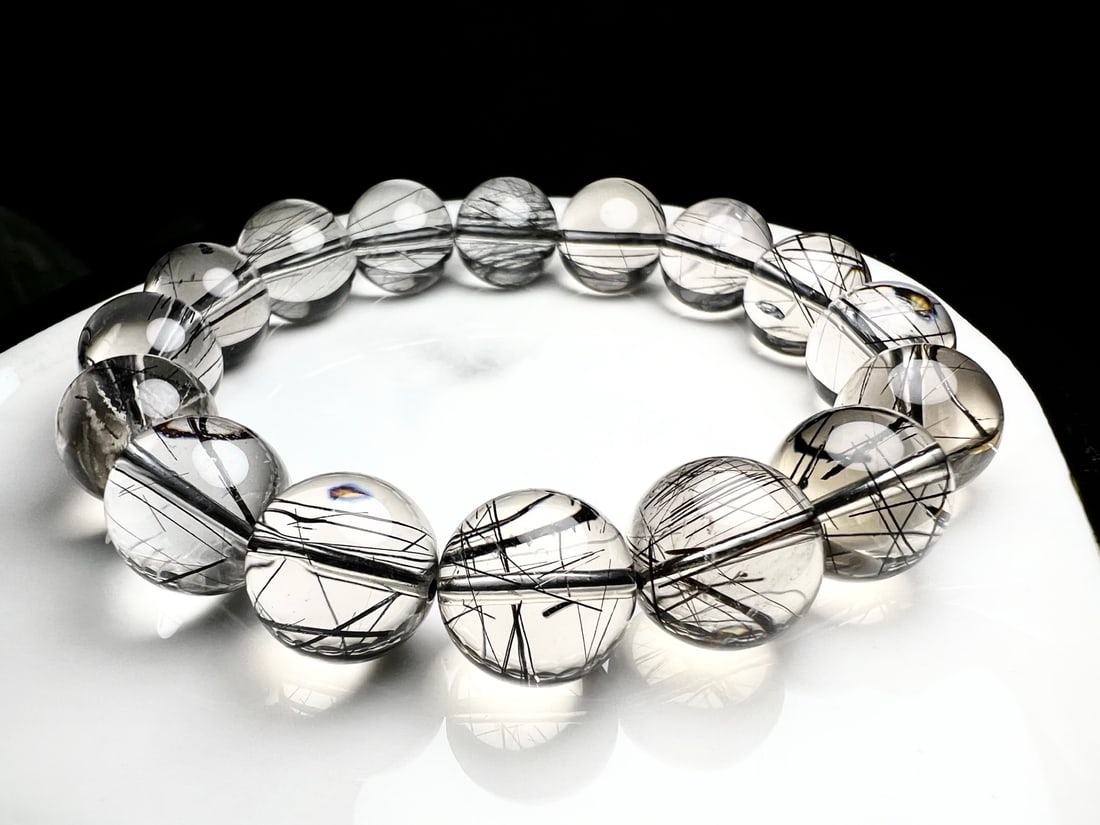 Natural Black Rutilated Quartz Bracelet (1 of 6)