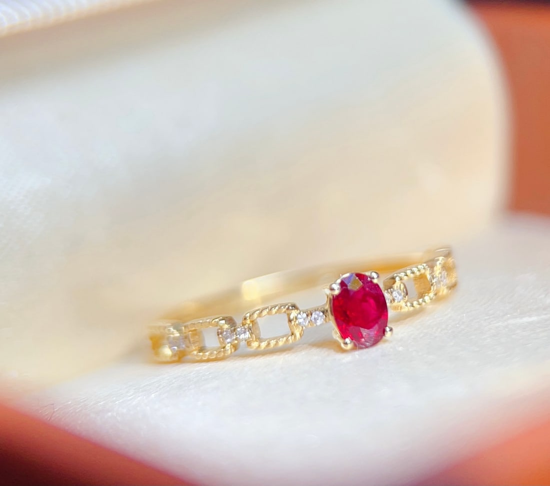 18K Gold Natural Ruby Ring