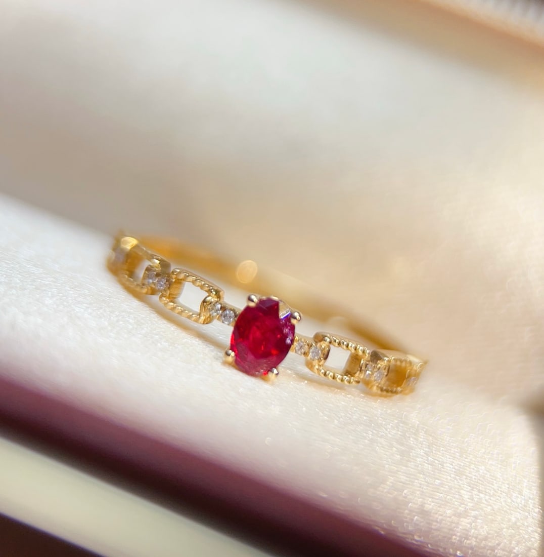 18K Gold Natural Ruby Ring - 2