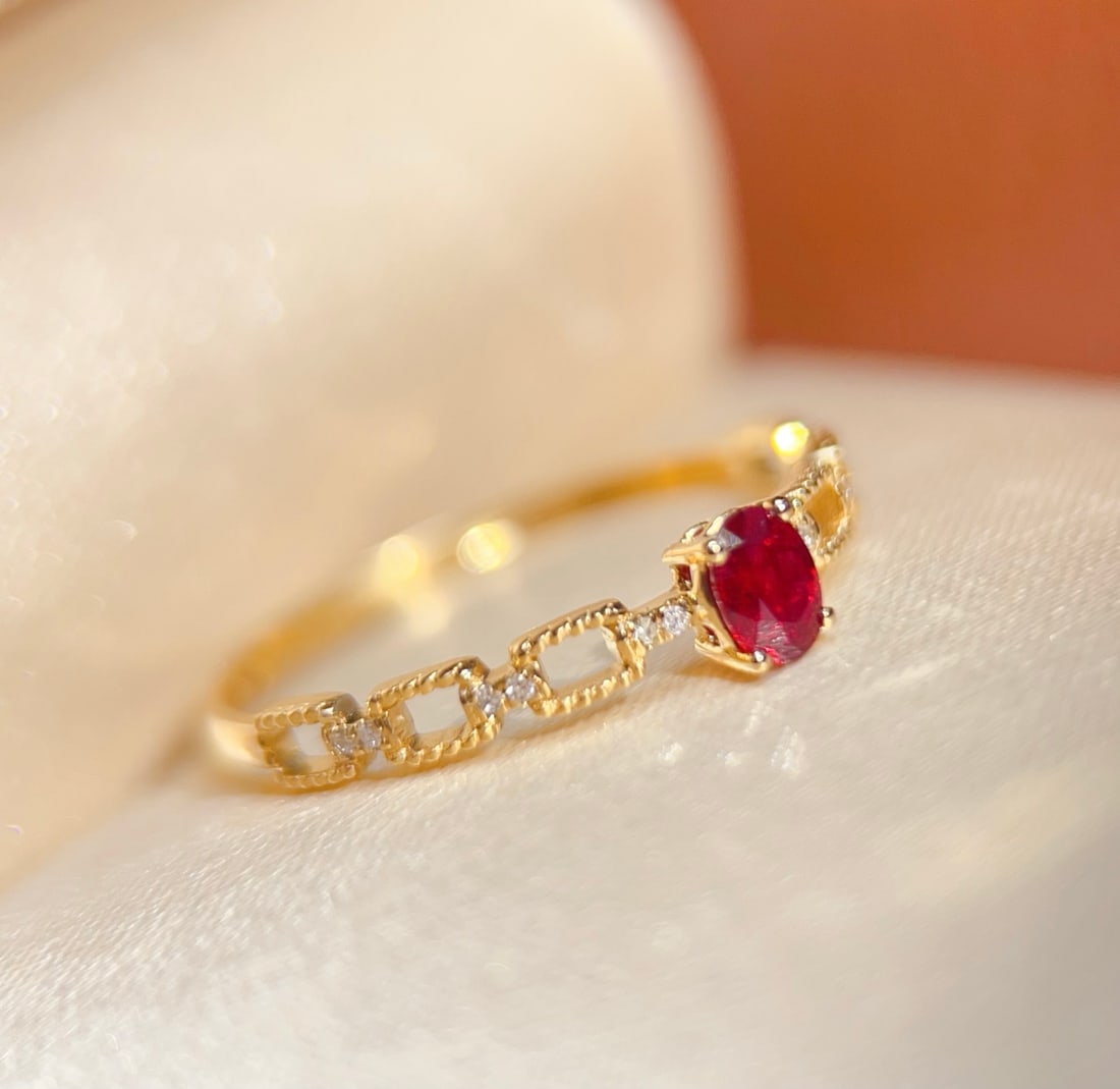 18K Gold Natural Ruby Ring - 3