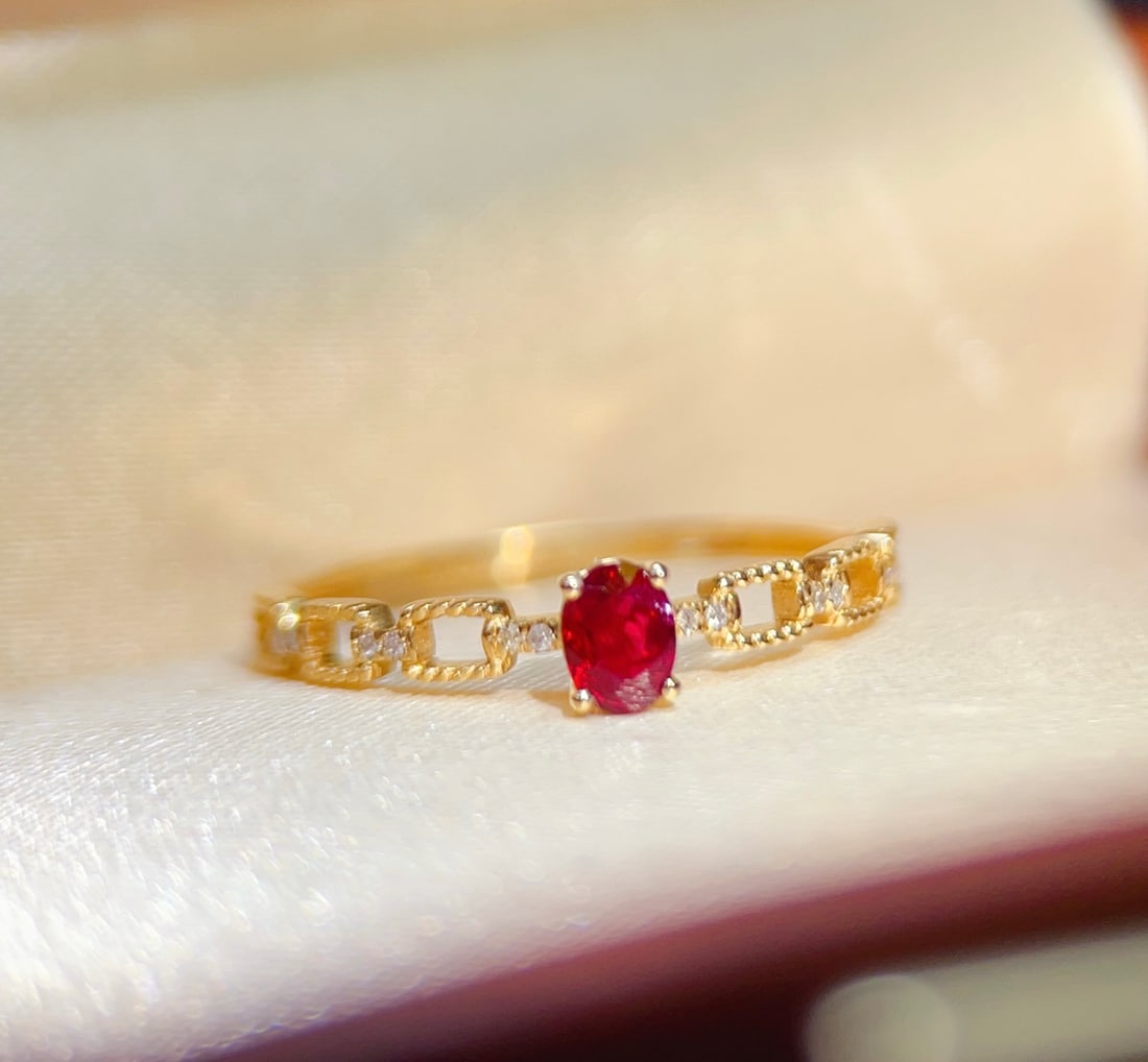 18K Gold Natural Ruby Ring - 4